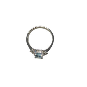 RYAN GEMS INC (Y)14K 1.00 AQ 0.16 DIA, AQUAMARINE AND DIAMOND WHITE GOLD RING