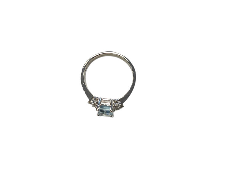 RYAN GEMS INC (Y)14K 1.00 AQ 0.16 DIA, AQUAMARINE AND DIAMOND WHITE GOLD RING