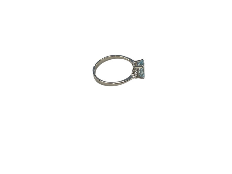 RYAN GEMS INC (Y)14K 1.00 AQ 0.16 DIA, AQUAMARINE AND DIAMOND WHITE GOLD RING