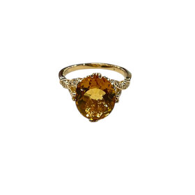 RYAN GEMS INC (Y)14K 4.50 CIT 0.07 DIA, CITRINE AND DIAMOND RING