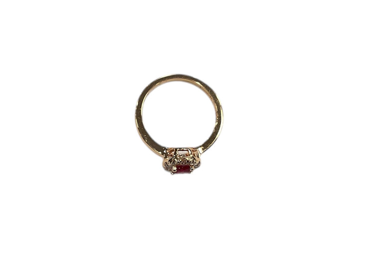 RYAN GEMS INC (Y)14K 0.60 RU 0.25 DIA, RUBY AND DIAMOND ROSE GOLD RING