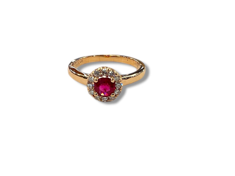RYAN GEMS INC (Y)14K 0.60 RU 0.25 DIA, RUBY AND DIAMOND ROSE GOLD RING