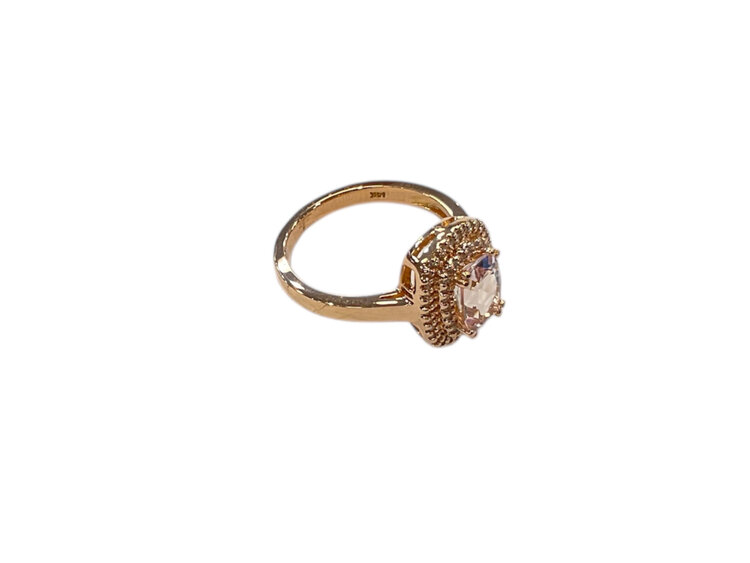 RYAN GEMS INC (Y)14K 1.50 MORG 0.18 DIA, MORGANITE AND DIAMOND ROSE GOLD RING