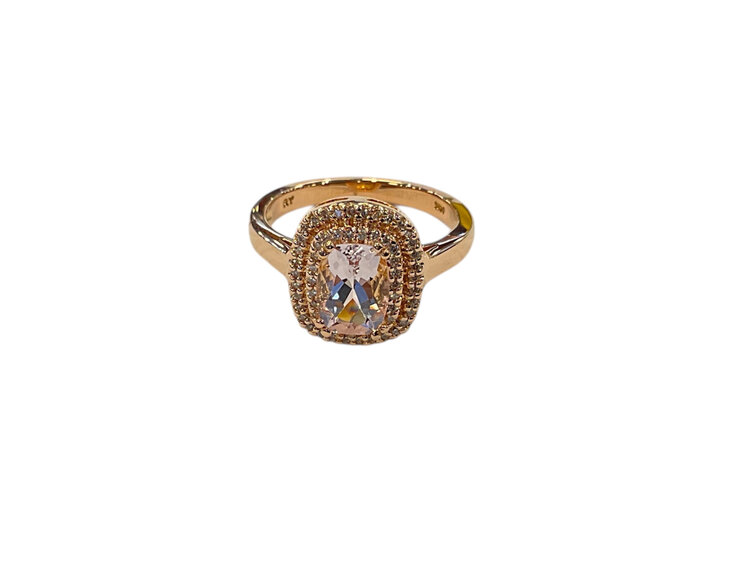 RYAN GEMS INC (Y)14K 1.50 MORG 0.18 DIA, MORGANITE AND DIAMOND ROSE GOLD RING
