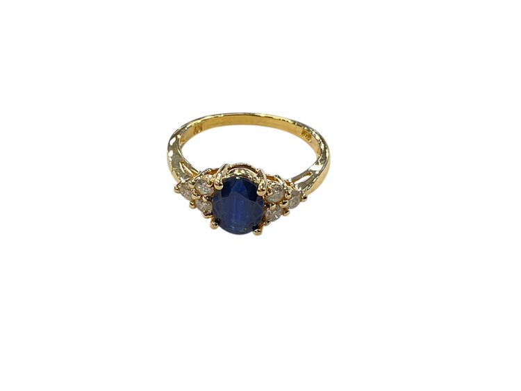 RYAN GEMS INC (Y)14K 1.50 SAPP 0.30 DIA, SAPPHIRE AND DIAMOND YELLOW GOLD RING