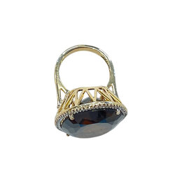 RYAN GEMS INC (Y)14K 39.00 QU 0.43 DIA, DIAMOND AND CONGOLESE SMOKEY QUARTZ YELLOW GOLD RING