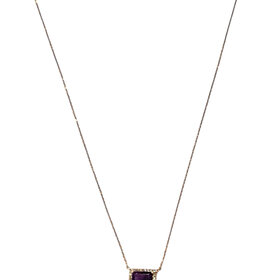RYAN GEMS INC (Y)14KR 1.60CT AM .15TDW DIAMOND HALO STEP CUT AMETHYST SET EAST/WEST ON CABLE CHAIN 18” LONG