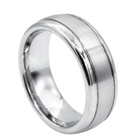 BLACKJACK (Y)BJ 8MM TUNGSTEN DOUBLE STRIPE POLISHED AND SHINED BLACK PLATED GENTS BAND