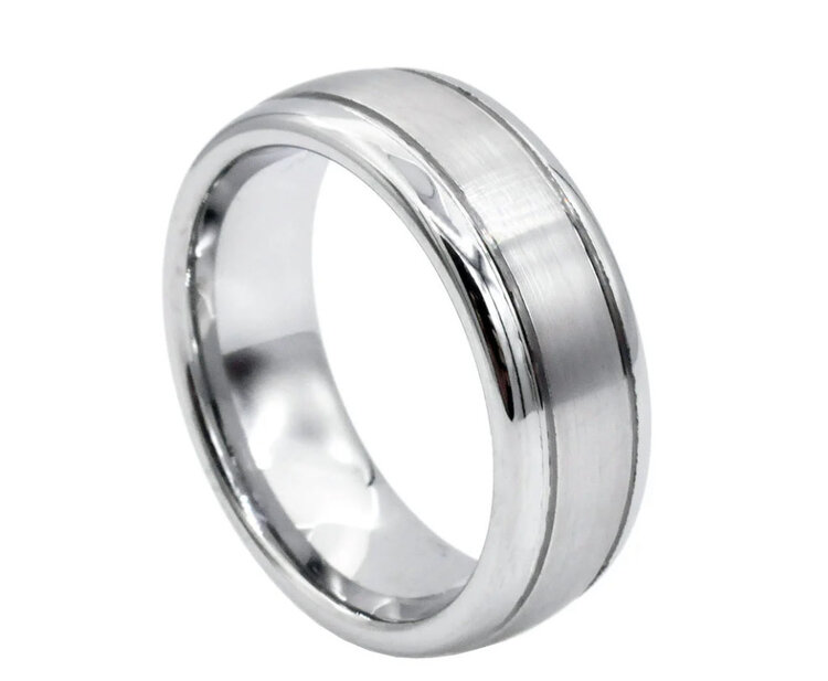 BLACKJACK (Y)BJ 8MM TUNGSTEN DOUBLE STRIPE POLISHED AND SHINED BLACK PLATED GENTS BAND