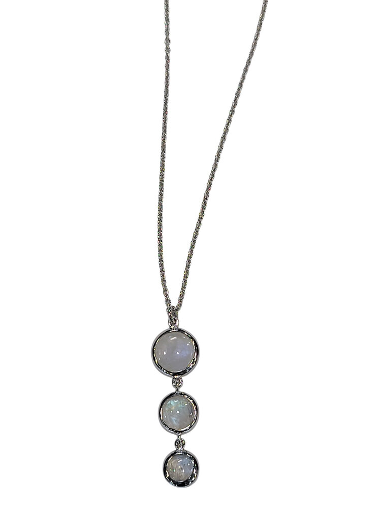 STEPHEN ESTELLE (Y)925 RAINBOW 3 MOONSTONE PENDANT DROP NECKLACE