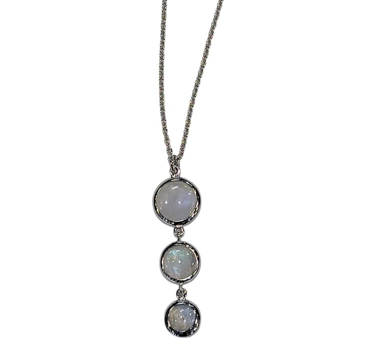 STEPHEN ESTELLE (Y)925 RAINBOW 3 MOONSTONE PENDANT DROP NECKLACE