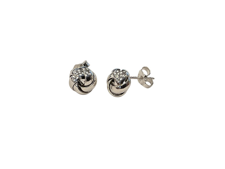 (X)14K WG, WHITE GOLD KNOT STUDS