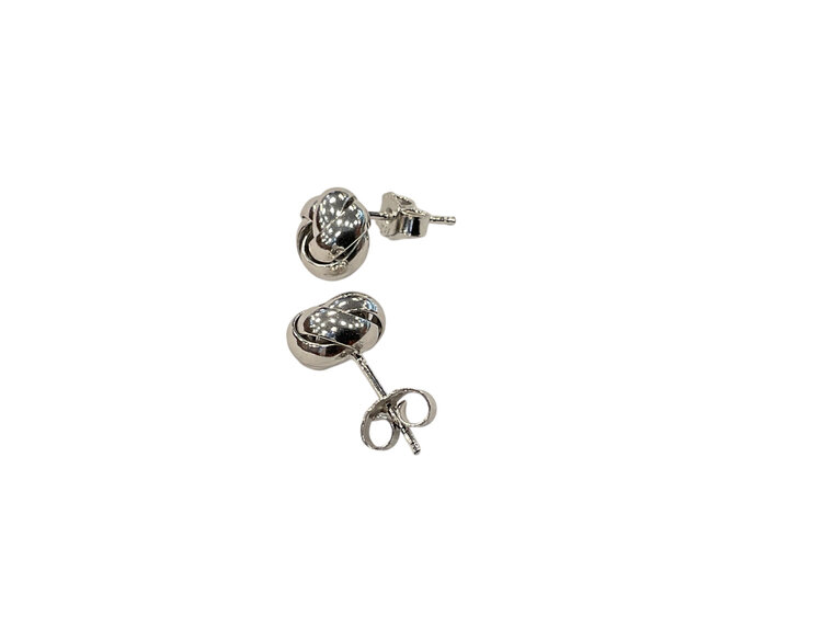 (X)14K WG, WHITE GOLD KNOT STUDS