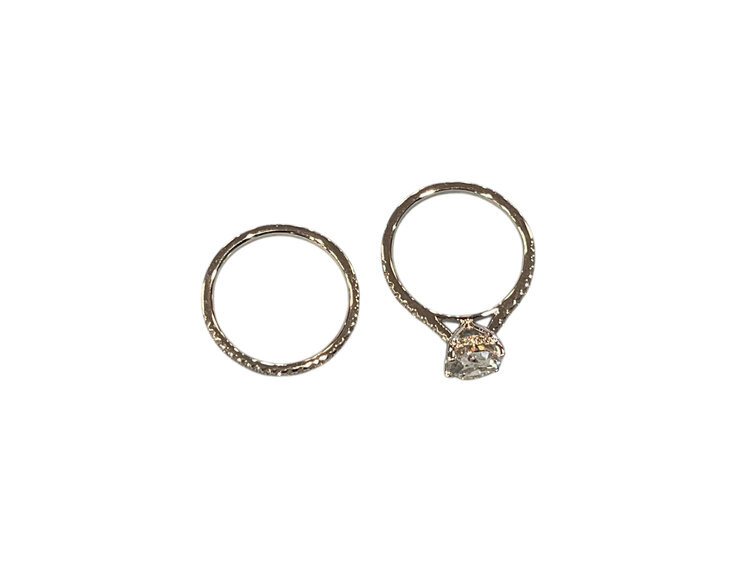 (Z)14K LAB 2.05CT 1CT MTG G/VS1 OVAL LAB GROWN DIAMOND ENGAGEMENT RING AND WEDDING BAND SET