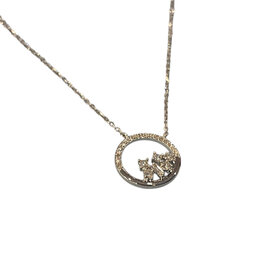 (Z)14K 0.10CT DIAMOND, NATURAL CLUSTER PENDANT ON WHITE GOLD CHAIN