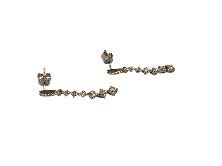 (Z)14K 0.35CTW DIAMOND, NATURAL GRADUATING STUD BACK DANGLE EARRINGS