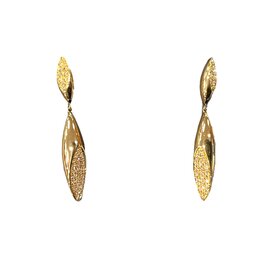 (Z)14K 0.40CTW DIAMOND, NATURAL YELLOW GOLD STUD BACK DANGLE EARRINGS