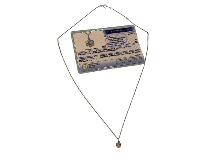 (Z)14K 0.16CTW DIAMOND, NATURAL FLOWER PENDANT, IGI CERTIFIED