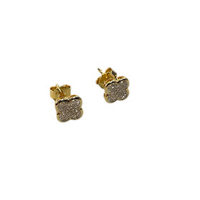 (Z)14K 0.20CTW DIAMOND, NATURAL CLOVER STUD YELLOW GOLD EARRINGS