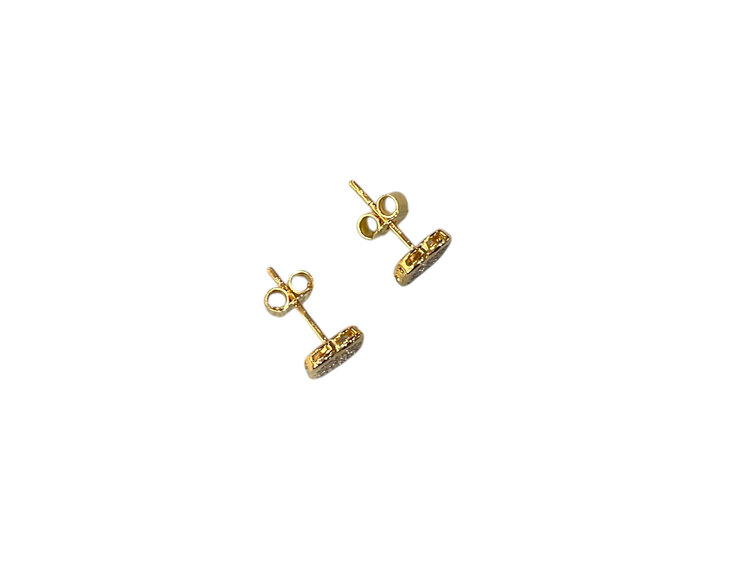 (Z)14K 0.20CTW DIAMOND, NATURAL CLOVER STUD YELLOW GOLD EARRINGS