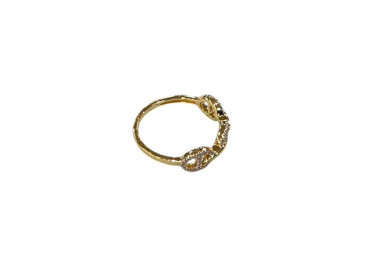 (Z)14K 0.20CTW DIAMOND, NATURAL YELLOW GOLD LINK RING SIZE 6.5