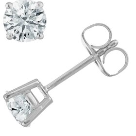 DS DESIGN INC. (X)14KW LG 1.10CTW VS/F LAB. GROWN FOUR PRONG DIAMOND  STUD EARRINGS