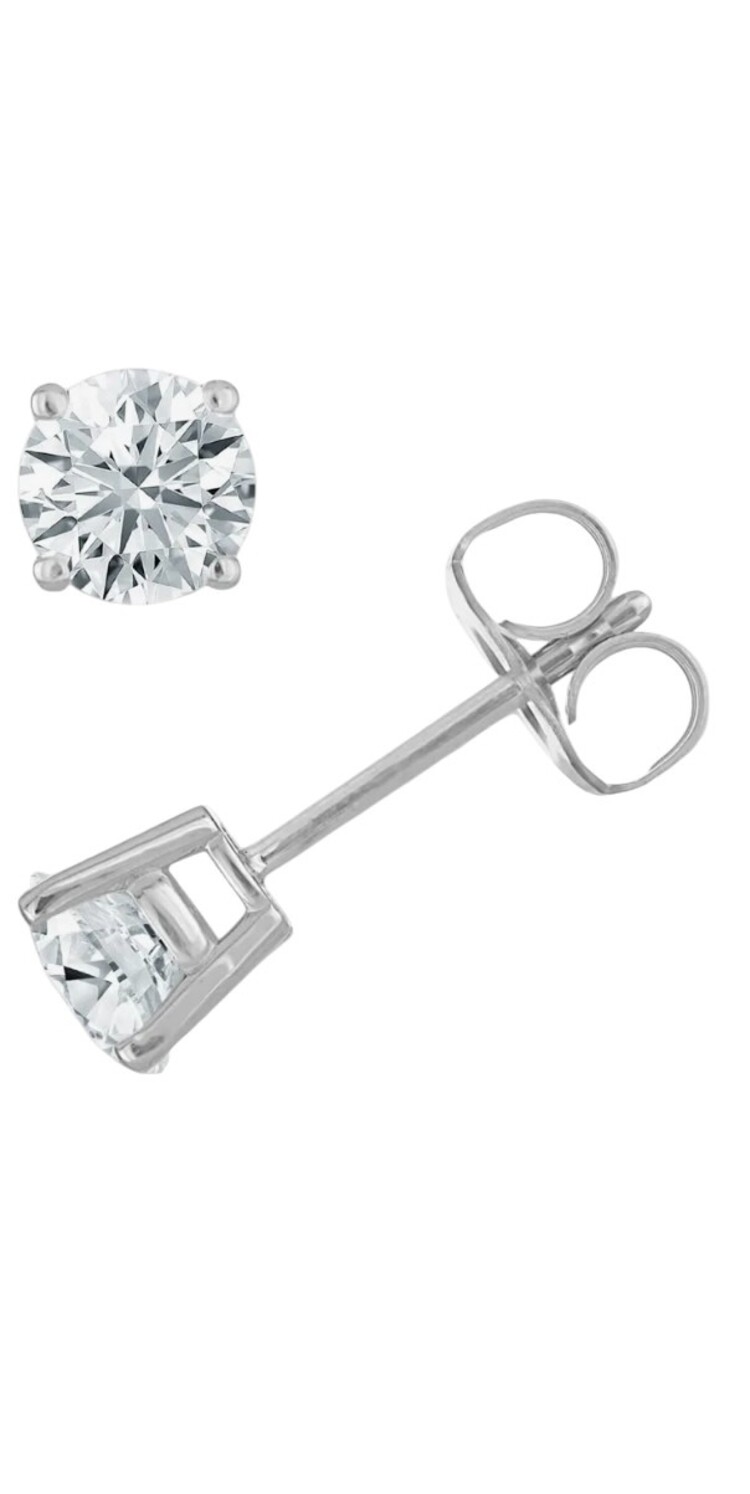 DS DESIGN INC. (X)14KW LG 1.10CTW VS/F LAB. GROWN FOUR PRONG DIAMOND  STUD EARRINGS