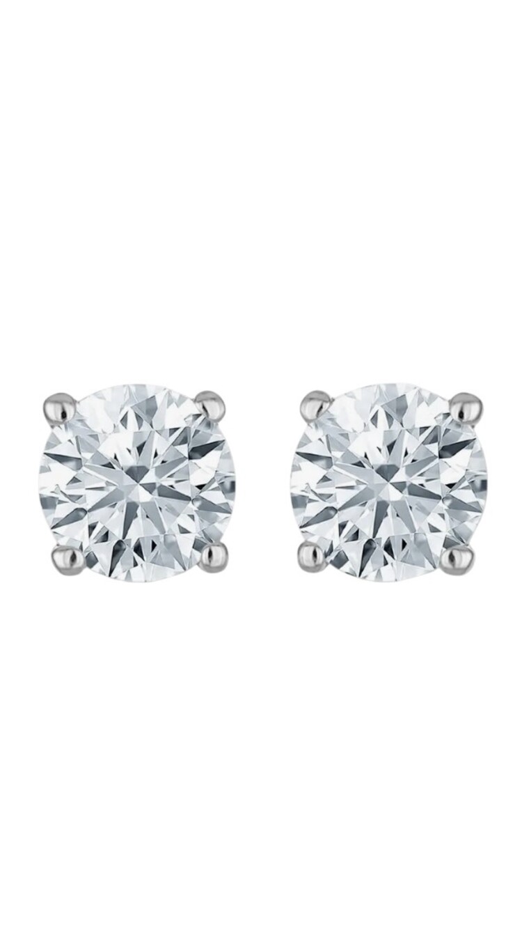 DS DESIGN INC. (X)14KW LG 1.10CTW VS/F LAB. GROWN FOUR PRONG DIAMOND  STUD EARRINGS