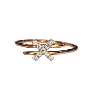 (X) 14KR .07CT DIA , ROSE GOLD "X" RING WITH 9 ROUND DIAMONDS