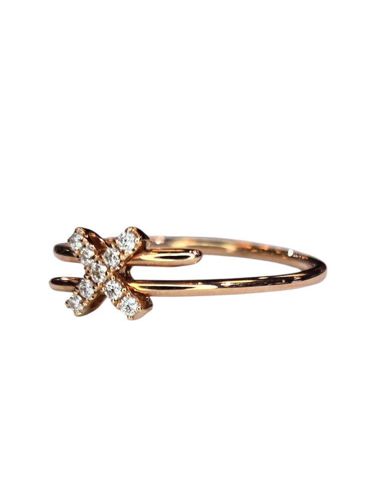 (X) 14KR .07CT DIA , ROSE GOLD "X" RING WITH 9 ROUND DIAMONDS