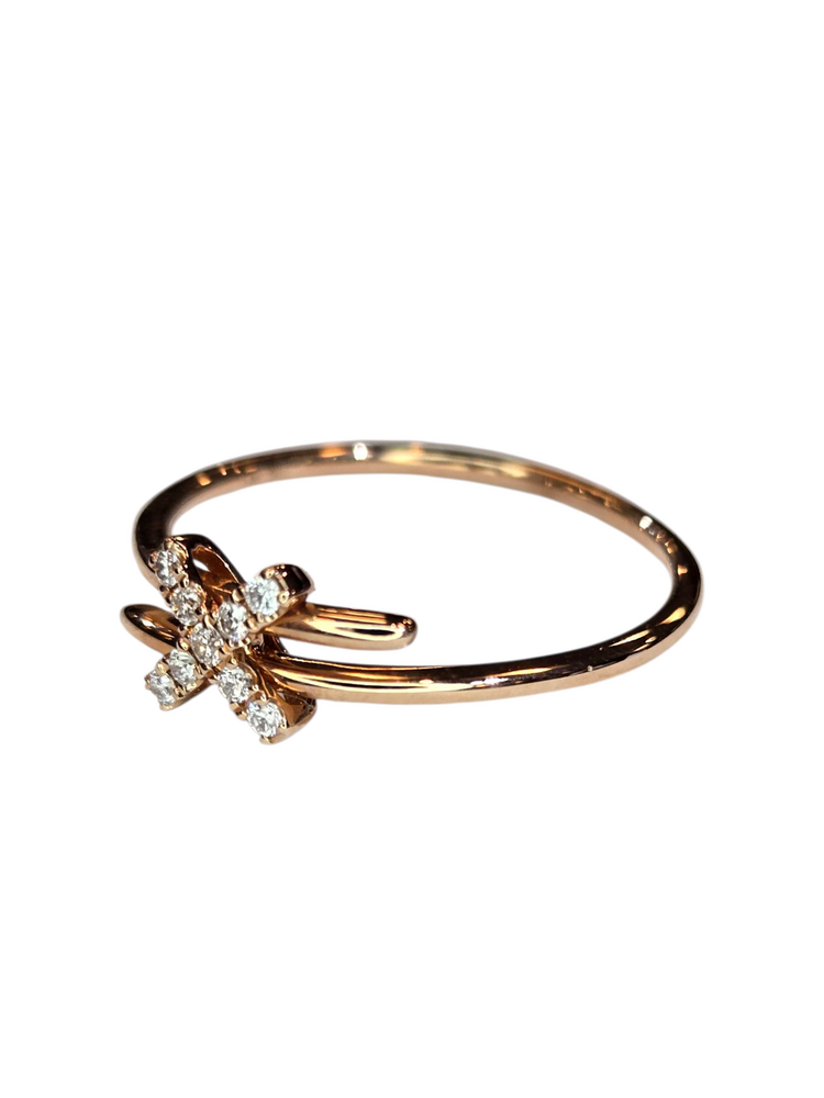 (X) 14KR .07CT DIA , ROSE GOLD "X" RING WITH 9 ROUND DIAMONDS