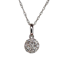 (X) 14KW .25CT DIA , WHITE GOLD 9 ROUND DIAMOND CLUSTER PENDANT,  SI1 F