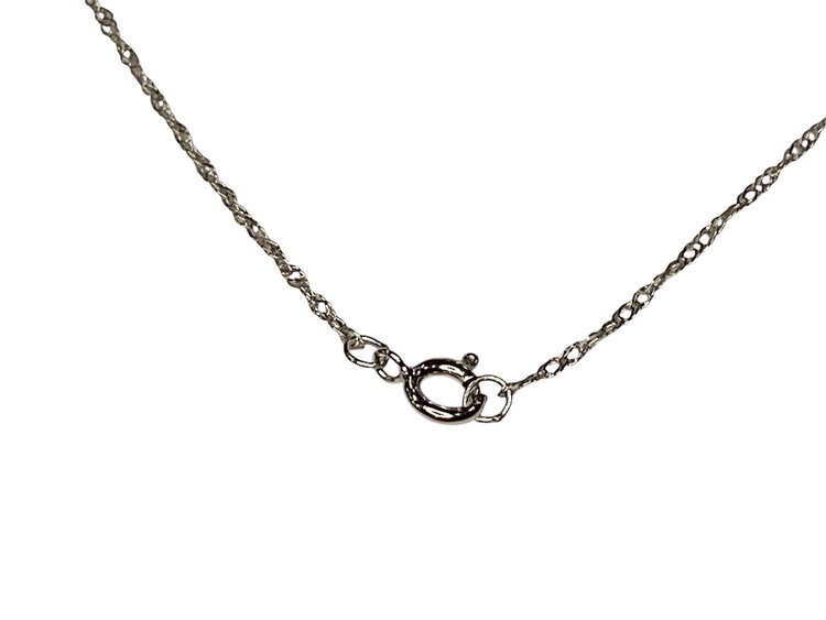 (Y)14KW .51CT SAPPH .10TDW DIAMOND HALO 12B & ROUND CUT BLUE SAPPHIRE PENDANT ON 18” SINGAPORE LINK CHAIN