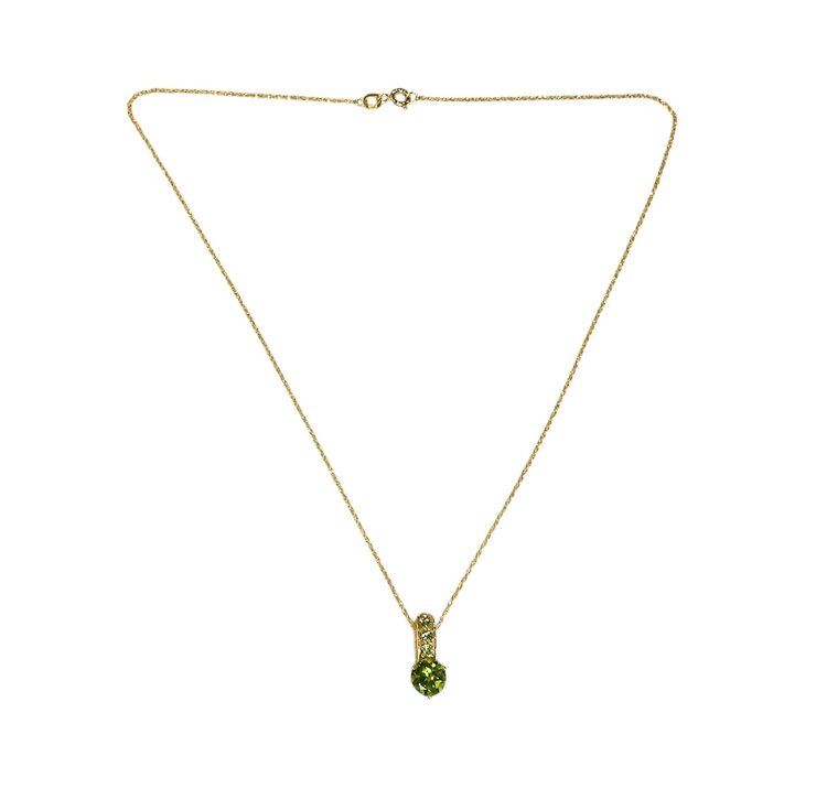 (Y)14KY 1.15CTW PRDT ROUND CUT MULTI  STONE ROUND CUT PERIDOT YELLOW GOLD PENDANT ON 18” CARDED CABLE CHAIN