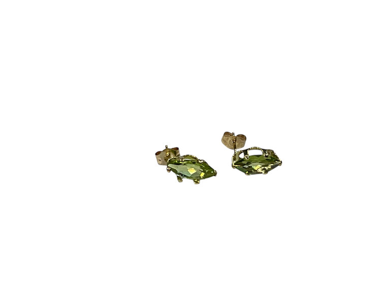 (Y)14KY 2.00CTW PDT PERIDOT MARQUISE CUT YELLOW GOLD STUD EARRINGS