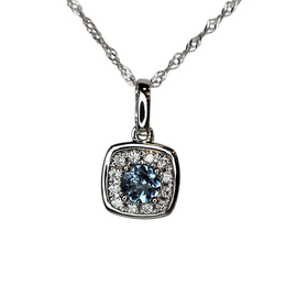 (Z) 14K .14AQ .06DIA , WHITE GOLD AQUAMARNIE AND DIAMOND PENDANT