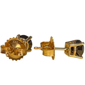 GEMDEK (R)14KY  1.43CTW DIA ROUND CUT BLACK DIAMONDS SET IN 4 PRONG PUSH BACK YELLOW GOLD STUD EARRINGS