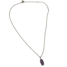 STEPHEN ESTELLE (R)925 AMETHYST PENDANT BEZEL SET ON ADJUSTABLE CHAIN