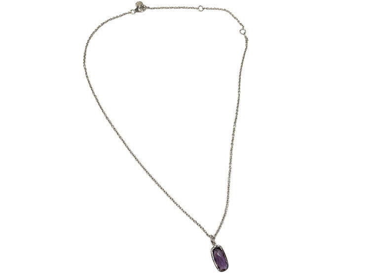 STEPHEN ESTELLE (R)925 AMETHYST PENDANT BEZEL SET ON ADJUSTABLE CHAIN