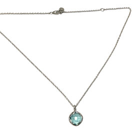 STEPHEN ESTELLE (R)925 BLUE TOPAZ BEZEL SET PENDANT ON ADJUSTABLE CHAIN