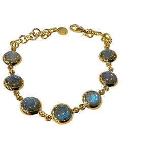 STEPHEN ESTELLE (R)VERMEIL LB, LABRADORITE BEZEL SET ADJUSTABLE BRACELET