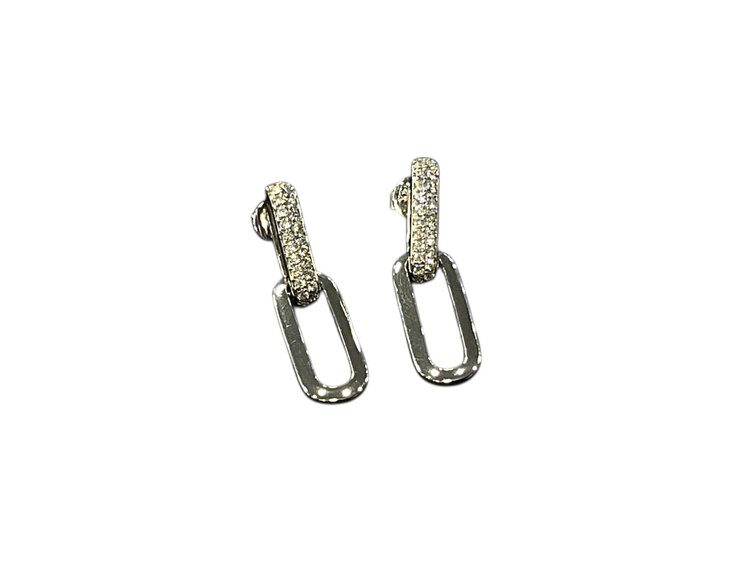 HJ NAMDAR (Y)14K 0.27CTW, PRONG ROUND 2 ROW DIAMOND PAPERCLIP DANGLE EARRINGS