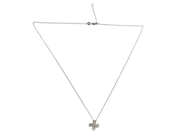 HJ NAMDAR (Y)14K 0.51CT DIAMOND, FLOWER PENDANT ON WHITE GOLD CHAIN WITH LOBSTER CLASP