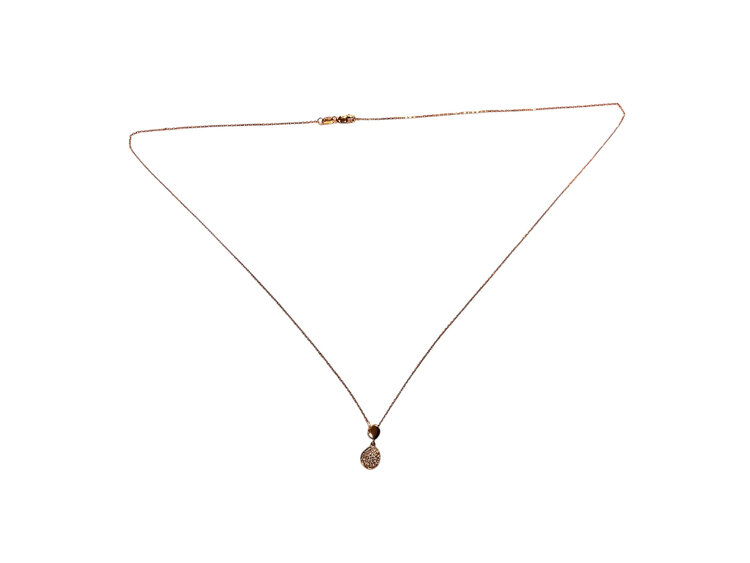 HJ NAMDAR (Y)14K 0.10CT DIAMOND ROUND PENDANT ON ROSE GOLD CHAIN WITH LOBSTER CLASP