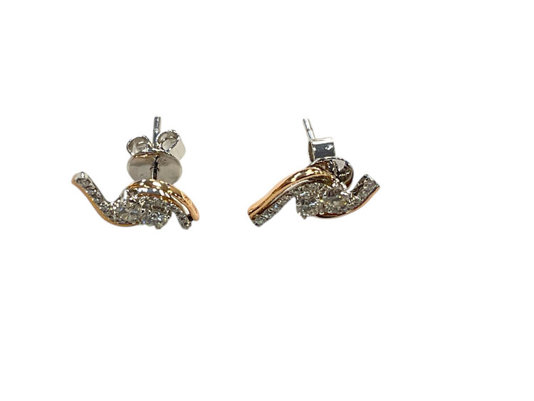 HJ NAMDAR (Y)14K 0.46CT DIAMOND, TWO TONE ROSE AND WHITE GOLD DIAMOND STUDS