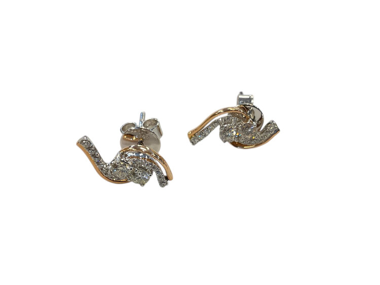 HJ NAMDAR (Y)14K 0.46CT DIAMOND, TWO TONE ROSE AND WHITE GOLD DIAMOND STUDS