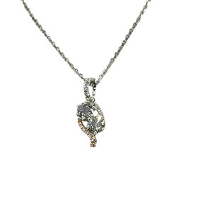 HJ NAMDAR (Y)14K 0.42CT DIAMOND, TWO TONE ROSE AND WHITE GOLD DIAMOND PENDANT ON WHITE GOLD CHAIN WITH LOBSTER CLASP