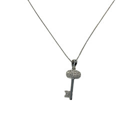 HJ NAMDAR (Y)14K 0.16CT DIAMOND, KEY PENDANT ON WHITE GOLD CHAIN WITH SPRING CLASP