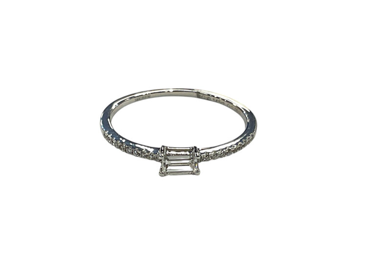 HJ NAMDAR (Y)14K 0.19CT DIAMOND, ROUND & BAGUETTE DIAMOND RING