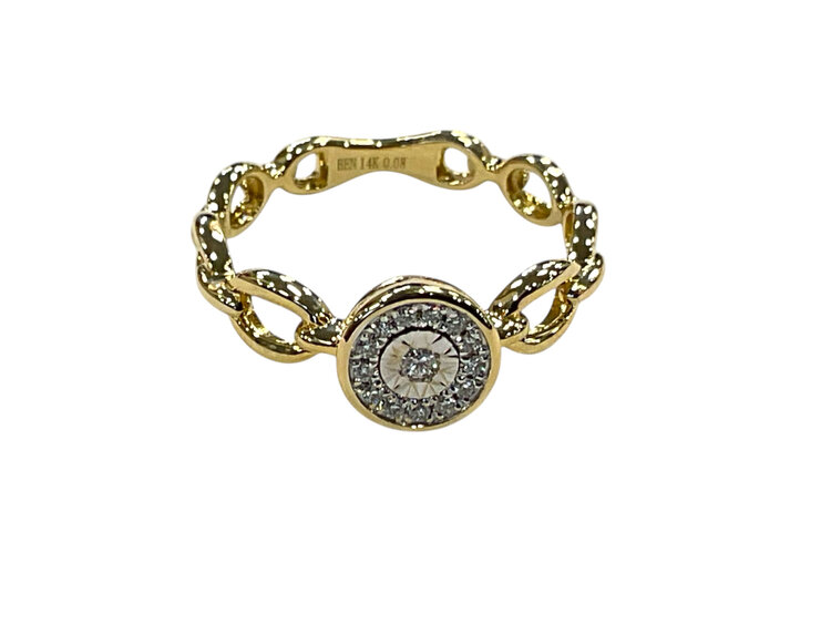 HJ NAMDAR (Y)14K 0.08CT DIAMOND, YELLOW GOLD DIAMOND FASHION RING